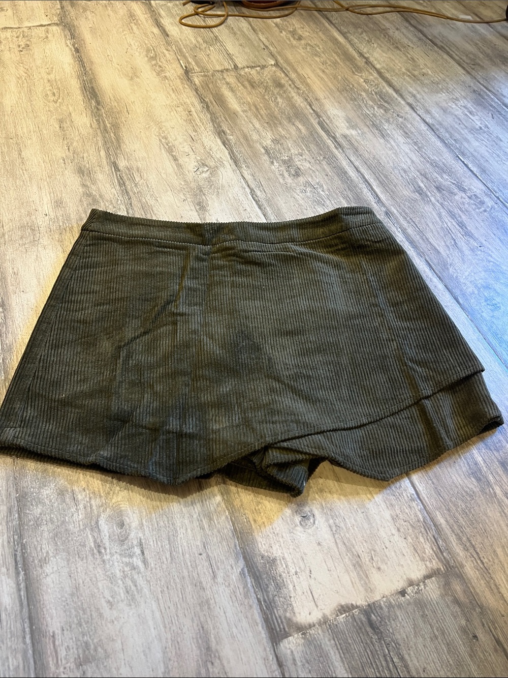 Altar'd State Olive Ribbed Wrap-Front Skort